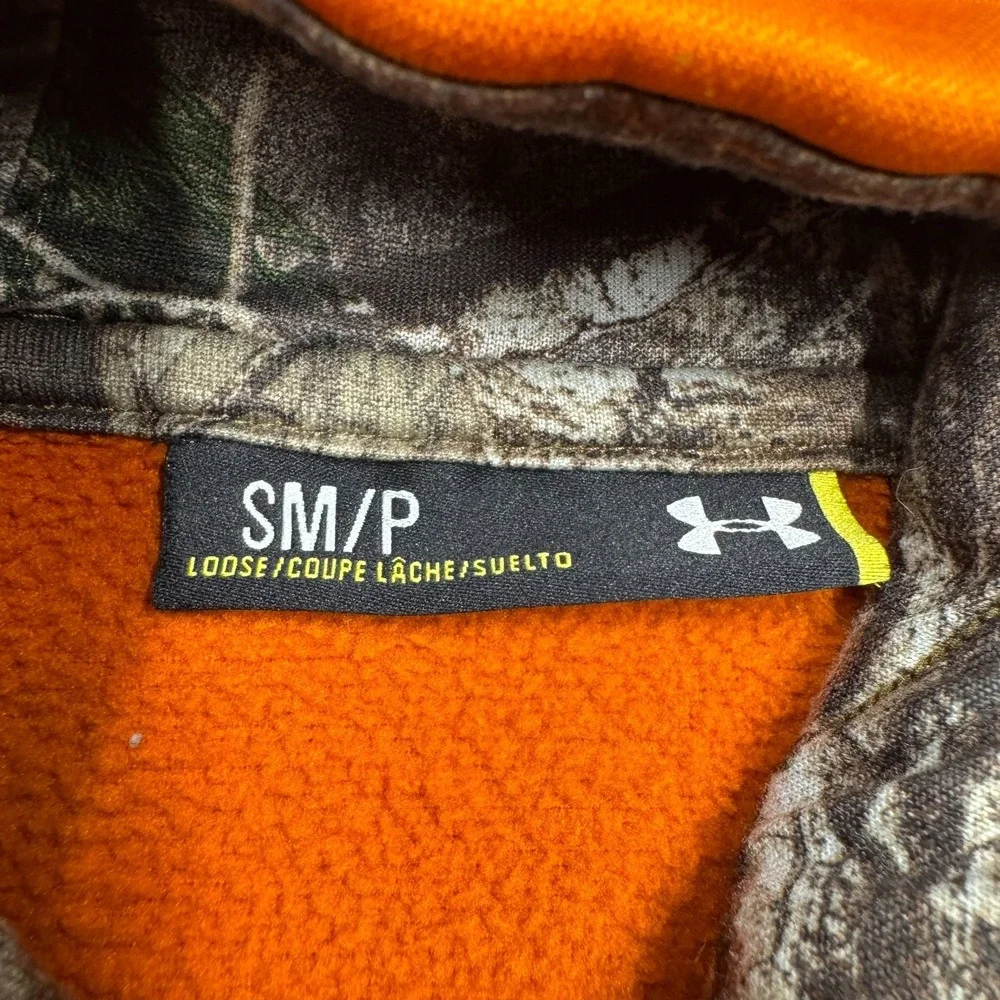 Under Armour Storm Orange and Camo Hoodie Sweater Hunting Men's Size Small - Picture 4 of 11
